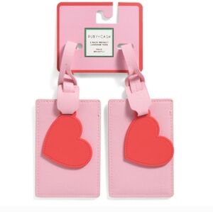 RUBY + CASH Pink 2pk Luggage Tags With Heart Charms